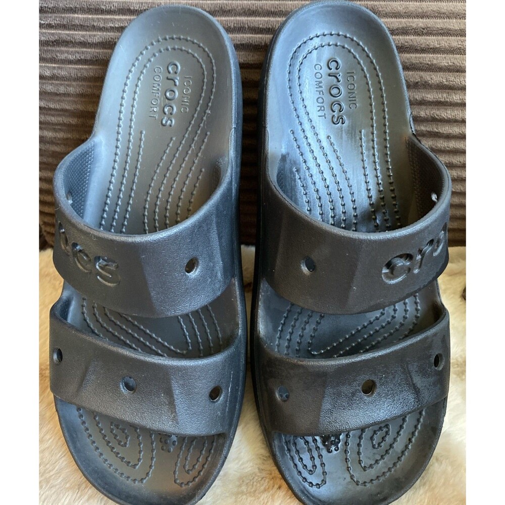 Crocs Women's Baya Platform Slide Sandal Black US 9
